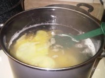 blanching potatoes